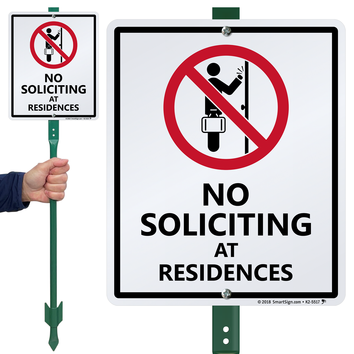 No Soliciting At Residences LawnBoss Sign, SKU: K2-5517