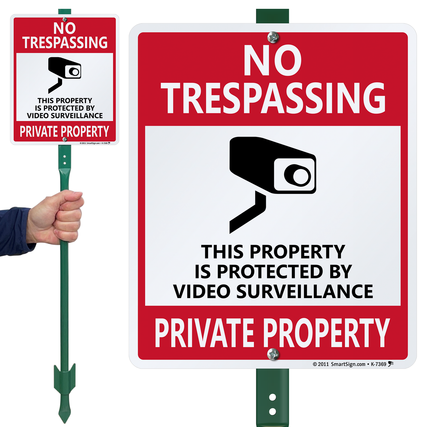 Private Property No Soliciting No Trespassing Video Surveillance Sign 8"x12" New 