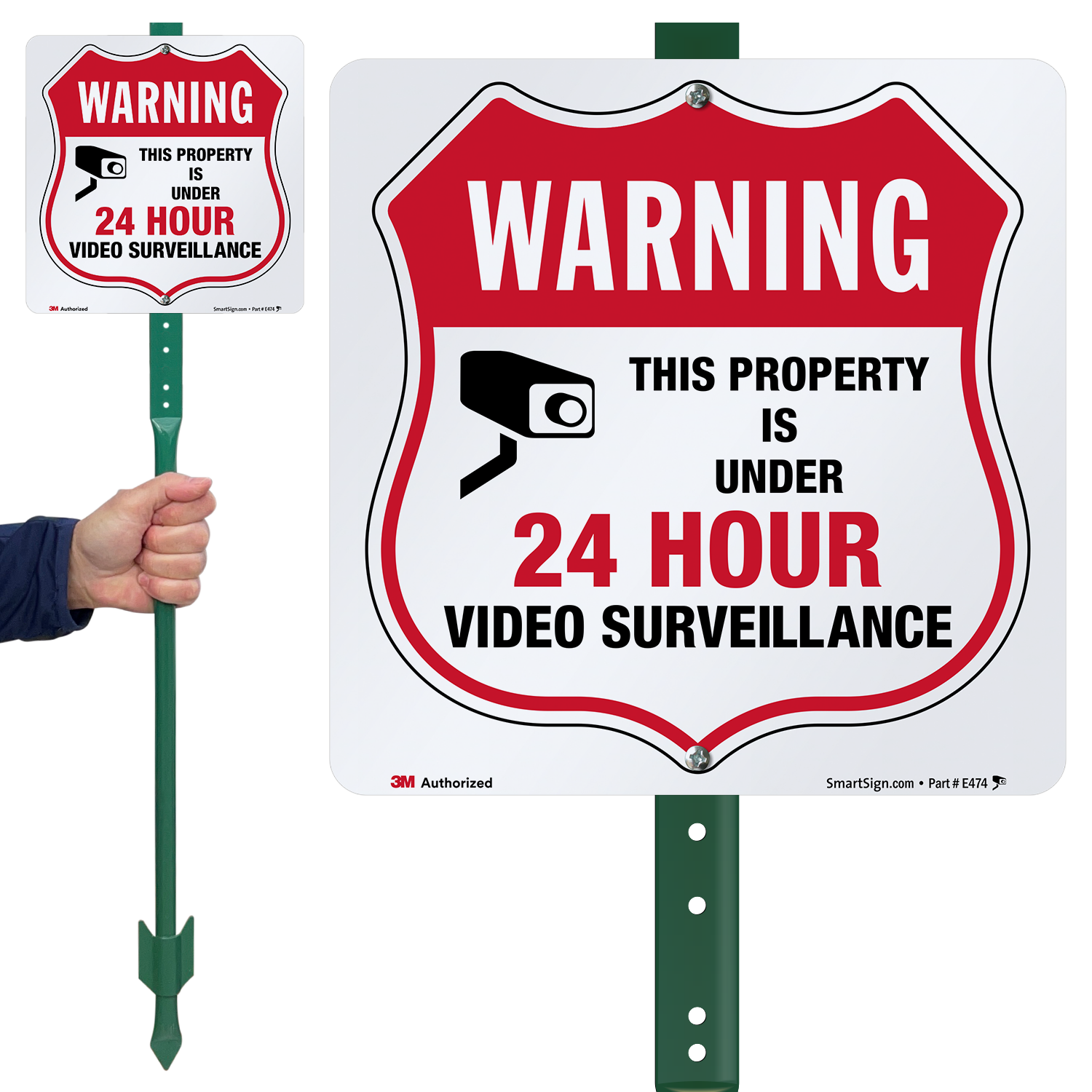 2-Pack Aluminum Security Camera Yard Signs – Hillman ‘Video Surveillance’
