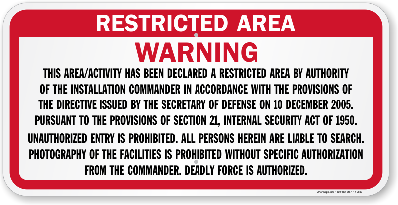 restricted what entry Area Declared This Area Has Restricted A Warning, Been