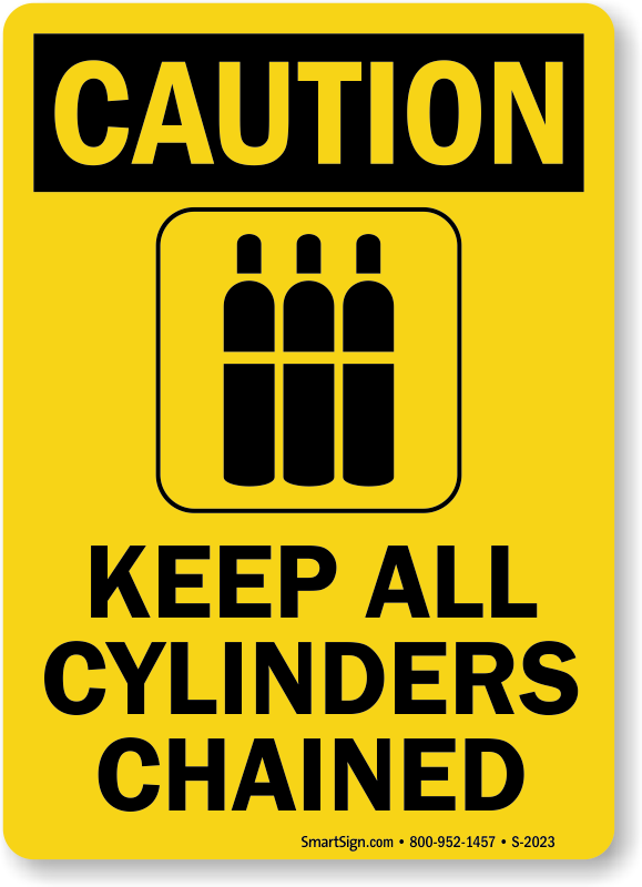 Cylinders Must Be Secured Caution & Danger Sign