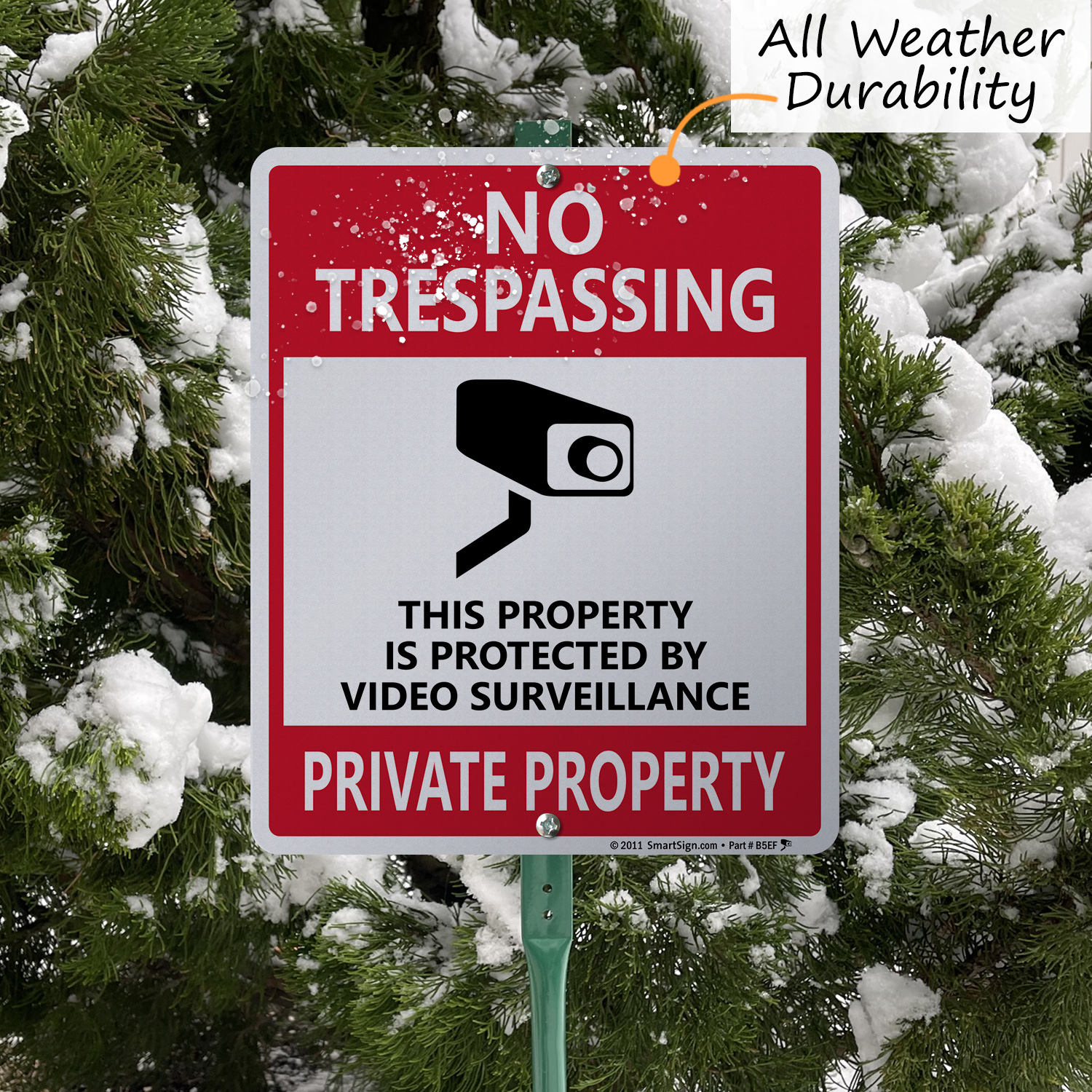 Private Property No Trespassing No Soliciting Video Surveillance Sign 8"x12" B 