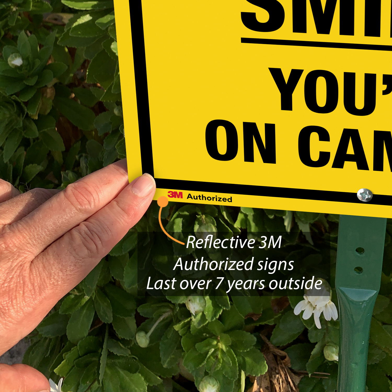 SMILE YOU'RE ON CAMERA Coroplast  YARD SIGN 8x12  w/ Stake  NEW Security 