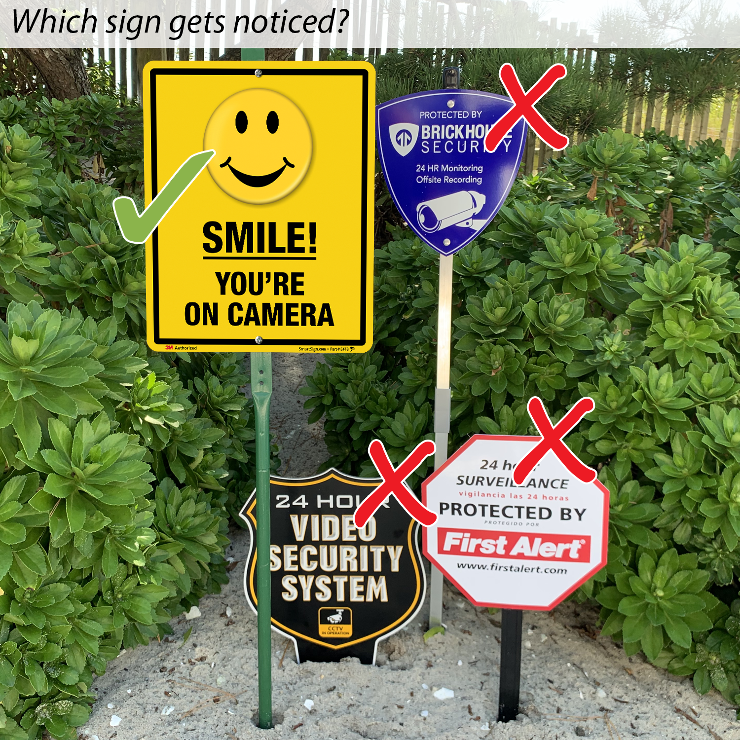 8x12 Inch WARNING SECURITY CAMERAS IN USE Yard Sign with Stake wb 2 PACK 