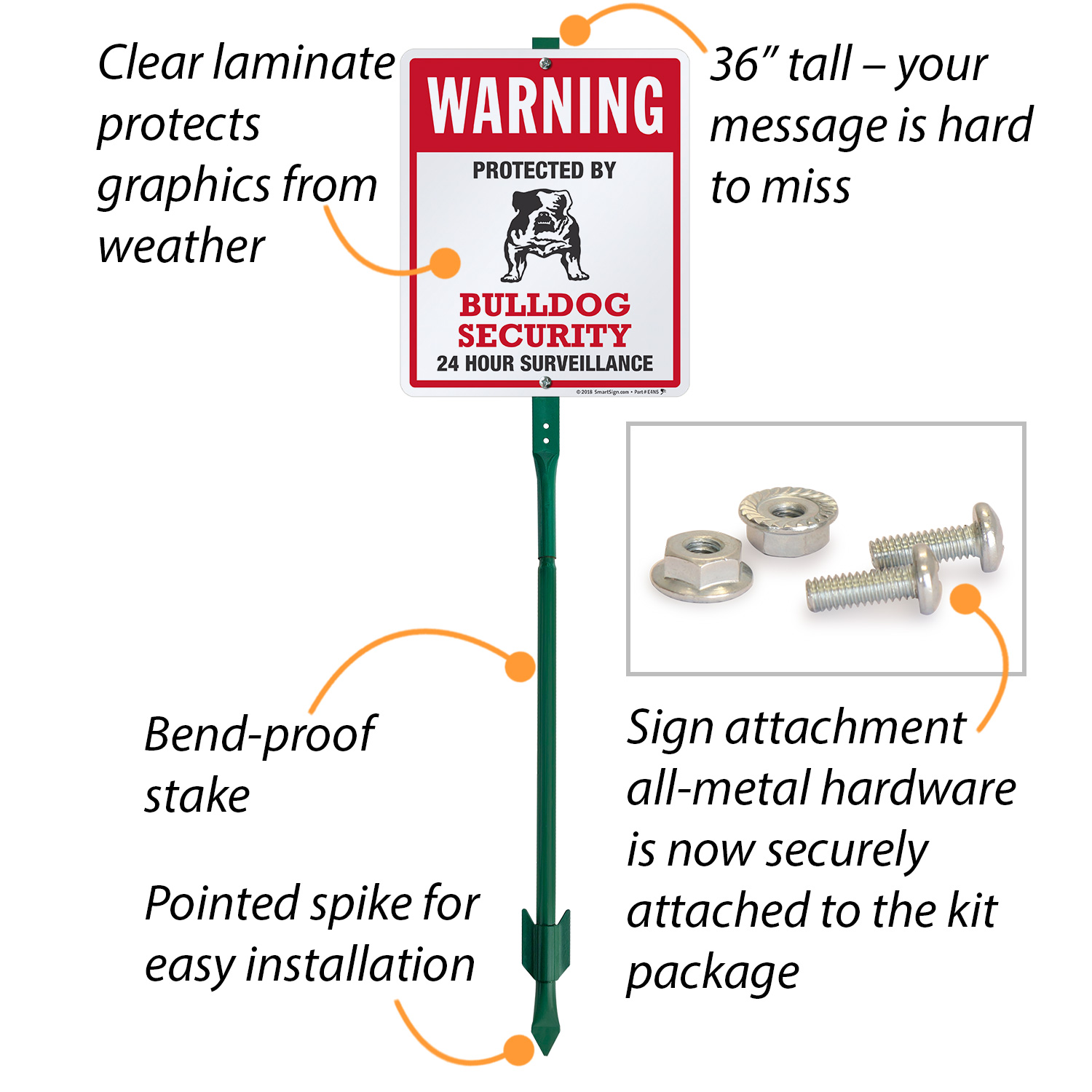 Warning Protected By Bulldog Security Sign & Stake Kit, SKU: K2-5187