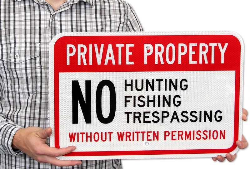 Reflective Hvy Gauge Keep Out No Hunting Fishing Trespassing 12"x18" Alum Sign