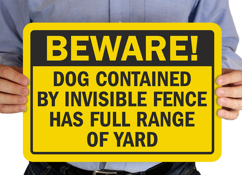 Horizontal Metal Sign Multiple Sizes Beware Dog Contained Invisible Fence Yard