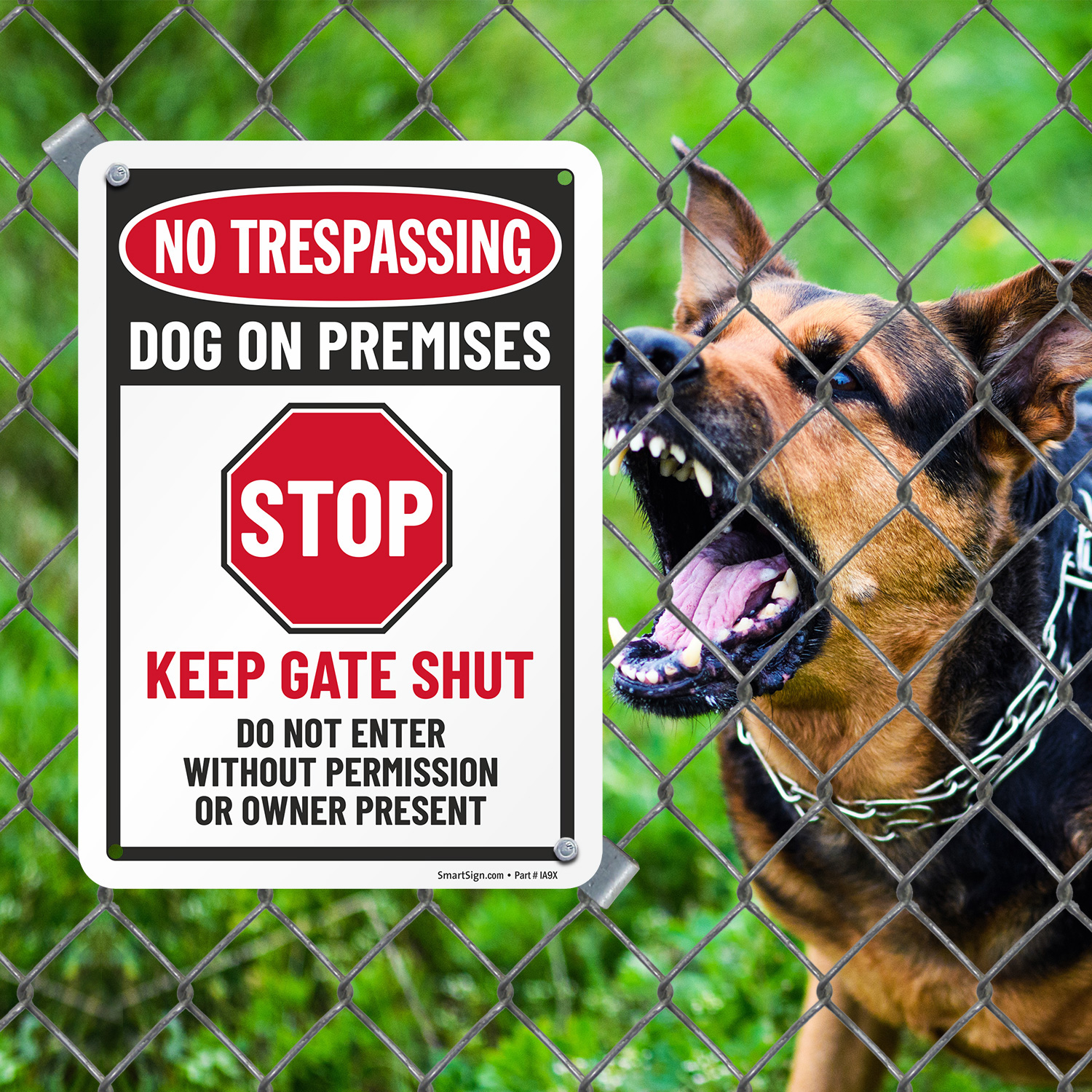 Phyabe 2 Pack No Trespassing Dog On Premises Keep Gate Shut Do Not Enter Sign, 7 X 10 Inch Rust Free Aluminum Beware Of Dog Sign, Weather Resistant, Waterproof, Durable Ink, Easy