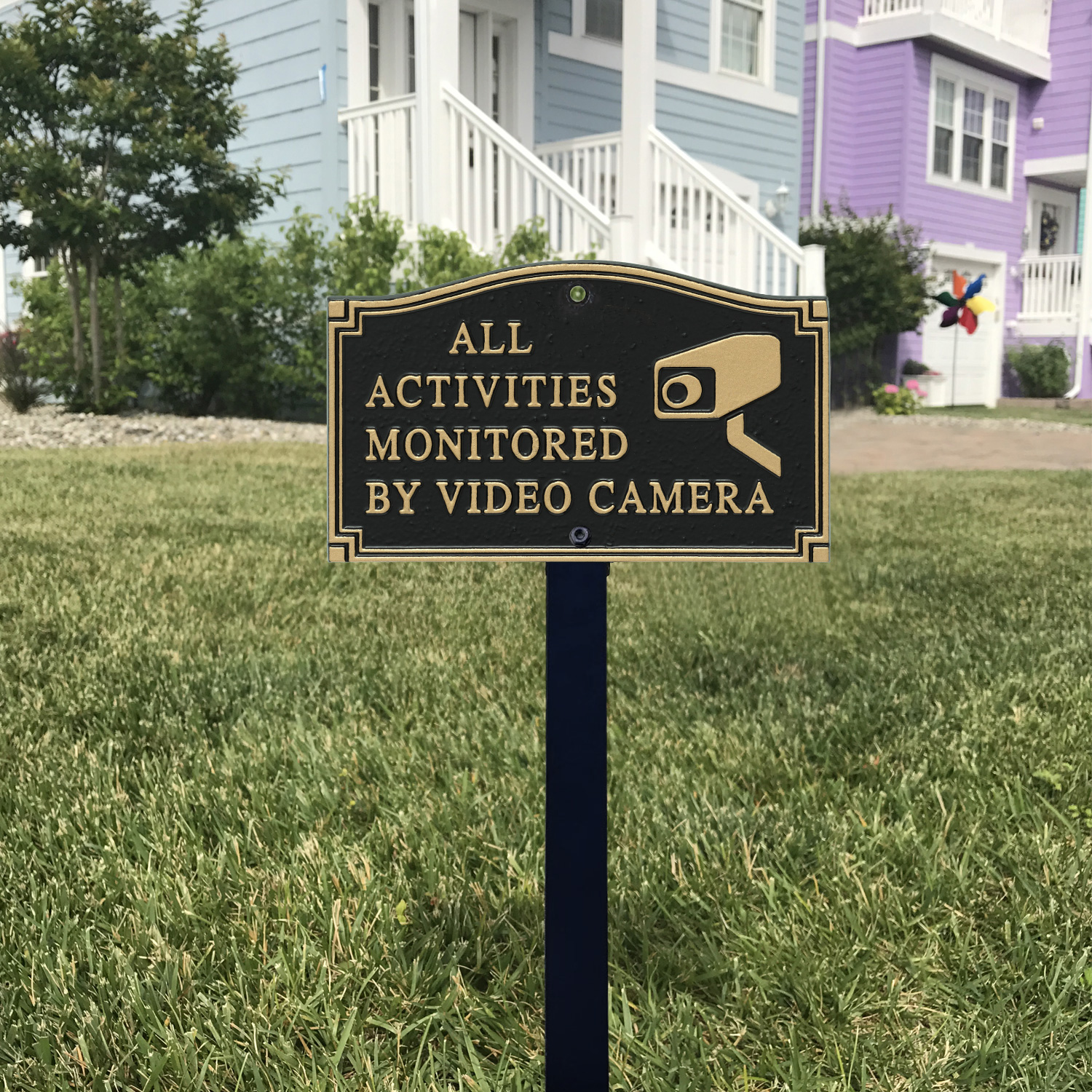 Monitored by Video Camera Statement Lawn Plaque with Stake Signs, SKU ...