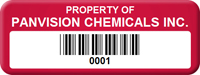 Asset Label, Property of Company Name with Barcode