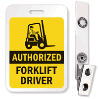 Authorized Forklift Driver Reusable ID Name Badge