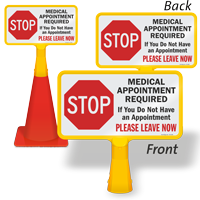 Stop Medical Appointment Required Double-Sided ConeBoss Sign