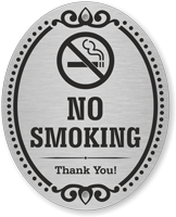 No Smoking Thank You Anodized Aluminum Door Sign