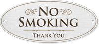 No Smoking Thank You Anodized Aluminum Door Sign