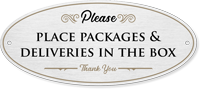 Place Packages And Deliveries In Box Diamond Plate Sign