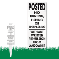 Posted No Hunting Fishing or Trespassing Molded Sign