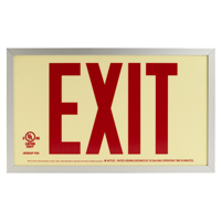 Reflective Photoluminescent Framed Red Exit Sign