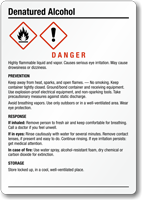 Denatured Alcohol Chemical GHS Label 5in. x 3.5in.
