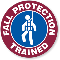 FALL PROTECTION TRAINED Hard HAT DECAL