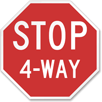 Stop 4 Way 24 in. x 24 in. Reflective Aluminum Sign