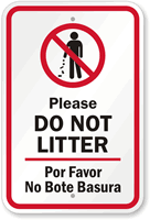Bilingual Do Not Litter Sign