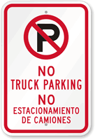 Bilingual No Truck Parking Sign