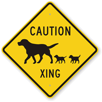 Caution Xing with Dog
