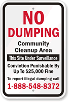 No Dumping Community Clean Up Area Sign