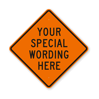 Customizable Diamond Orange & Black Template Parking Sign