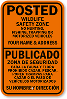Bilingual Custom Posted Wildlife Safety Zone Sign