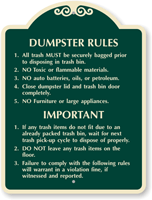 Dumpster Rules Sign