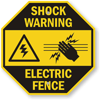 Shock Warning Electric Fence with Graphic Sign