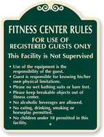 Designer Fitness Center Rules Registered Guests Only Sign, SKU: K-6845