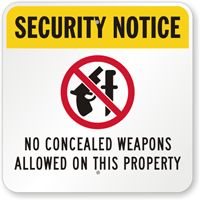 No Concealed Weapons Allowed Sign (with Graphic)