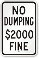 No Dumping $2000 Fine Sign