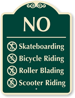 No Skateboarding Bicycling Allowed SignatureSign