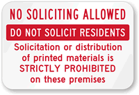 No Soliciting Allowed Sign