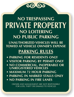 Custom Private Property, No Public Parking SignatureSign