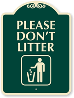 Please Don't Litter Sign(trash receptacle symbol)