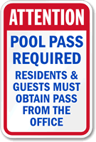 Attention Pool Pass Required Sign