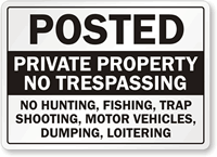 Posted No Trespassing, Private Property Sign