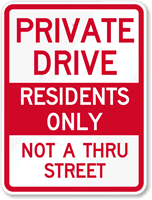 Private Driveway Residents Sign