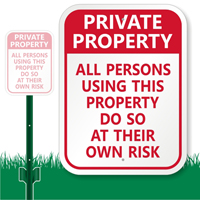 property private sign risk own lawnboss signs persons using their so stake warning amazon