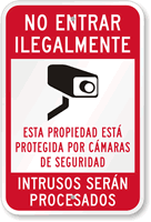 Spanish Video Surveillance no trespassing Sign