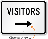 Visitors Sign with Arrow