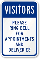 Visitors Please Ring Bell For Appointment Sign