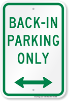 Bidirectional Arrow Back In Parking Only Sign