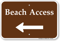 Beach Access Left Arrow Sign