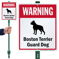 Warning Boston Terrier Guard Dog LawnBoss™ Signs