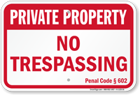 California Private Property Sign